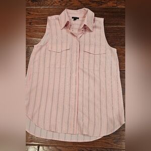 Ann Taylor XS Sleeveless Pink Striped Top
